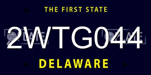 2WTG044 Delaware License Plate