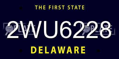 2WU6228 Delaware License Plate
