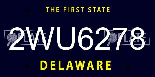 2WU6278 Delaware License Plate