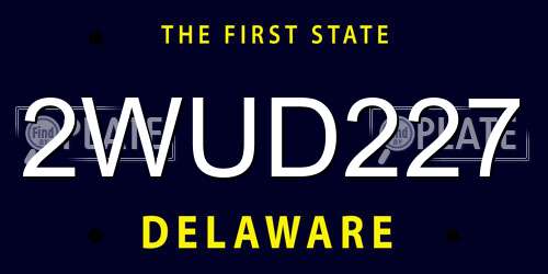 2WUD227 Delaware License Plate