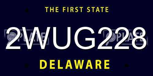 2WUG228 Delaware License Plate
