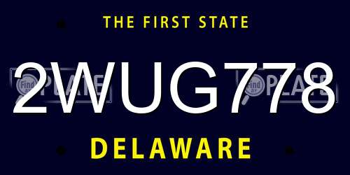 2WUG778 Delaware License Plate