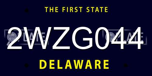 2WZG044 Delaware License Plate