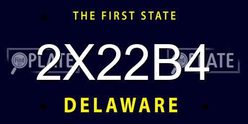 2X22B4 Delaware License Plate