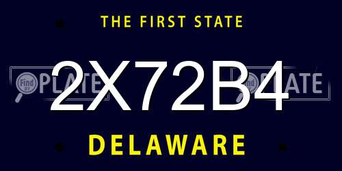 2X72B4 Delaware License Plate