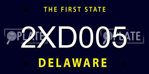 2XD005 Delaware License Plate