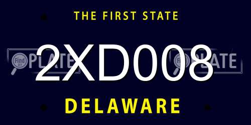 2XD008 Delaware License Plate