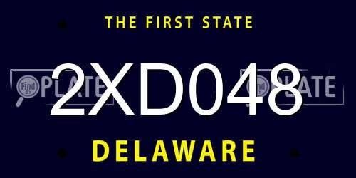 2XD048 Delaware License Plate