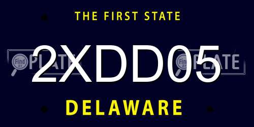 2XDD05 Delaware License Plate