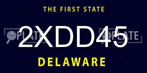 2XDD45 Delaware License Plate