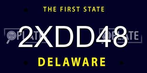 2XDD48 Delaware License Plate