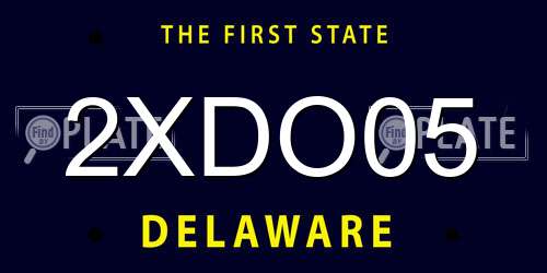 2XDO05 Delaware License Plate