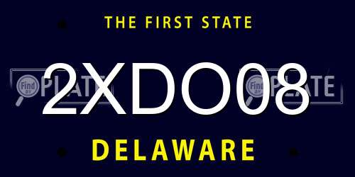 2XDO08 Delaware License Plate