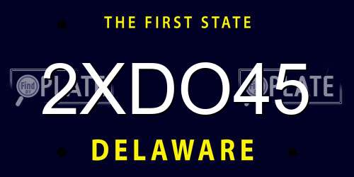 2XDO45 Delaware License Plate