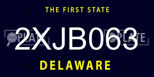 2XJB063 Delaware License Plate