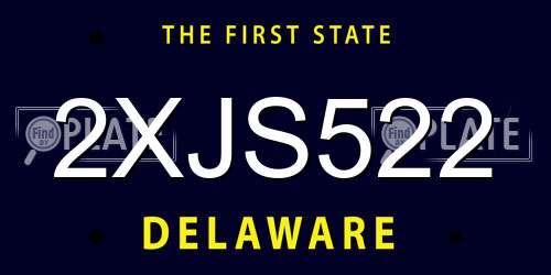 2XJS522 Delaware License Plate