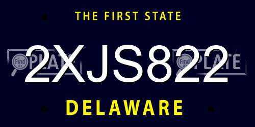 2XJS822 Delaware License Plate