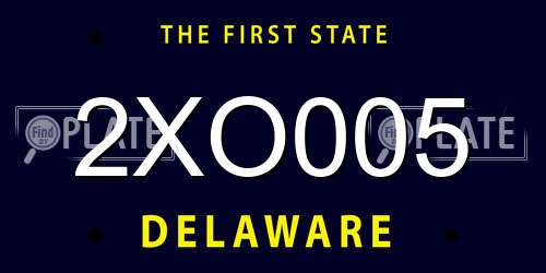 2XO005 Delaware License Plate