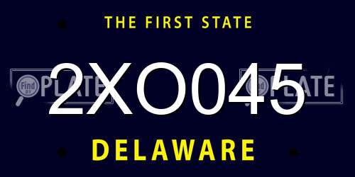2XO045 Delaware License Plate