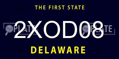 2XOD08 Delaware License Plate