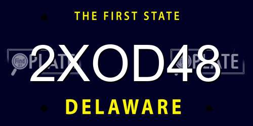 2XOD48 Delaware License Plate
