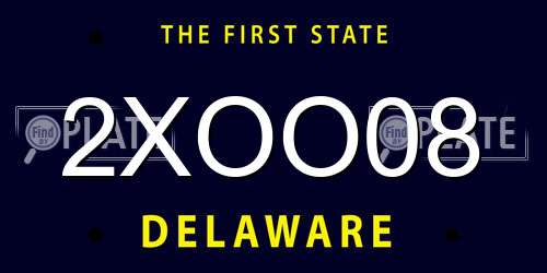 2XOO08 Delaware License Plate