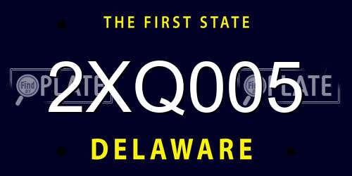 2XQ005 Delaware License Plate