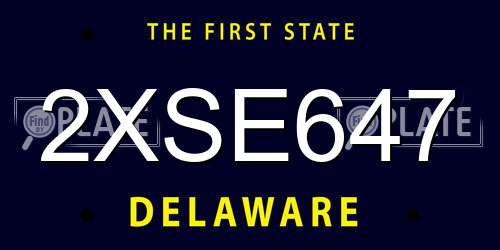 2XSE647 Delaware License Plate