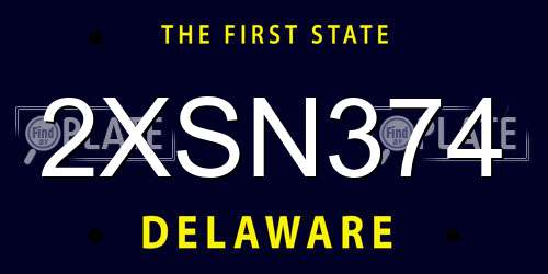 2XSN374 Delaware License Plate