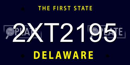 2XT2195 Delaware License Plate