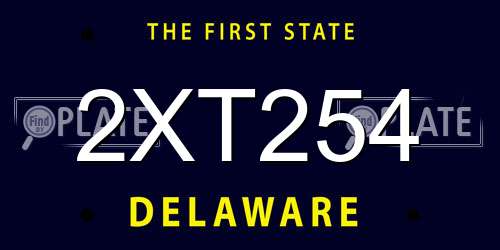 2XT254 Delaware License Plate