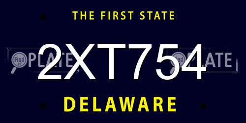 2XT754 Delaware License Plate