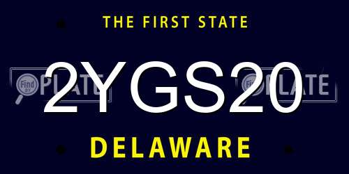 2YGS20 Delaware License Plate