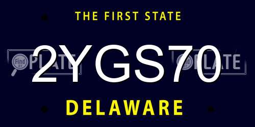 2YGS70 Delaware License Plate