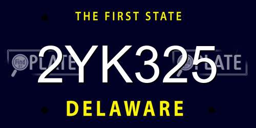 2YK325 Delaware License Plate
