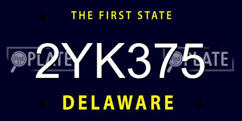 2YK375 Delaware License Plate