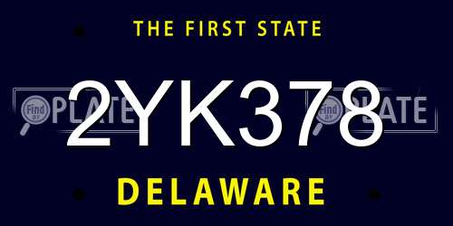 2YK378 Delaware License Plate