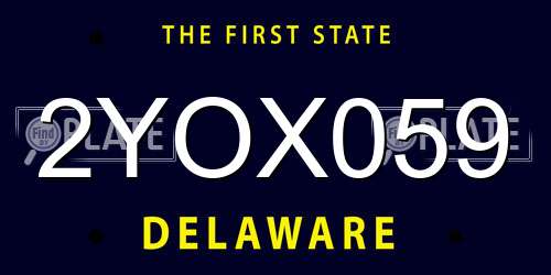 2YOX059 Delaware License Plate