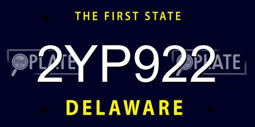 2YP922 Delaware License Plate