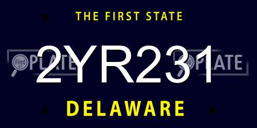 2YR231 Delaware License Plate