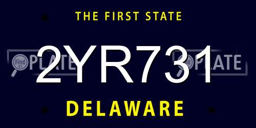 2YR731 Delaware License Plate
