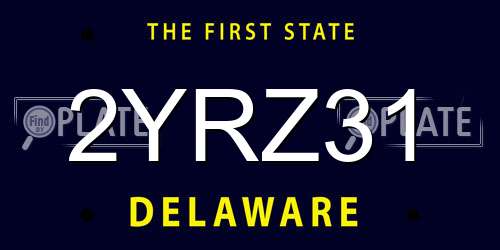 2YRZ31 Delaware License Plate