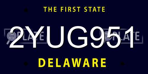 2YUG951 Delaware License Plate