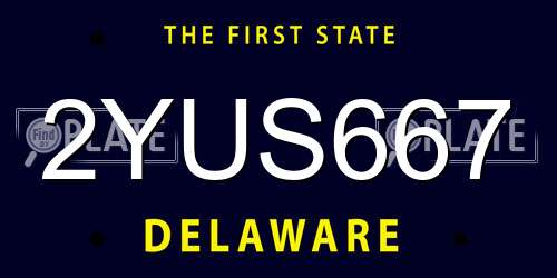 2YUS667 Delaware License Plate