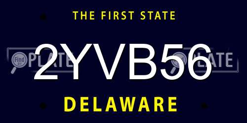 2YVB56 Delaware License Plate