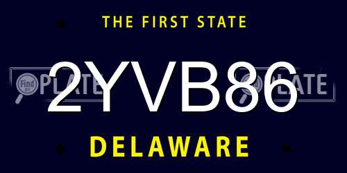 2YVB86 Delaware License Plate