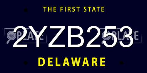2YZB253 Delaware License Plate