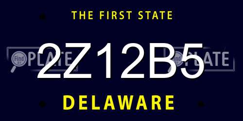 2Z12B5 Delaware License Plate