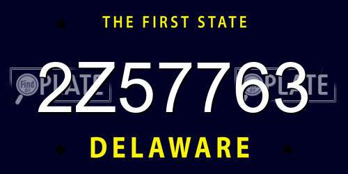 2Z57763 Delaware License Plate
