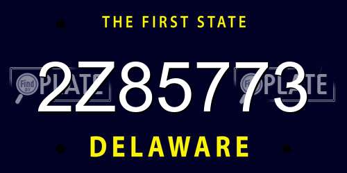 2Z85773 Delaware License Plate